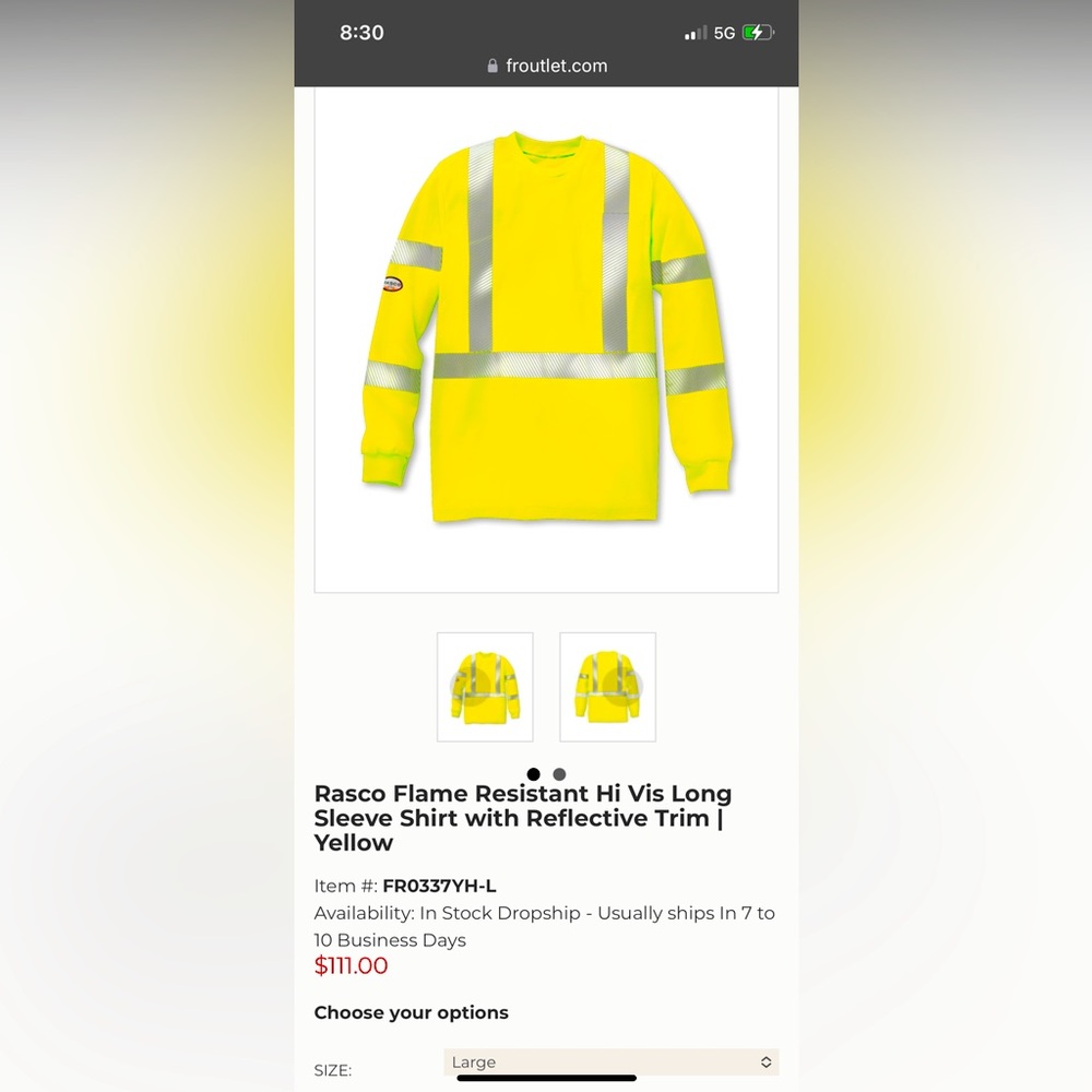 NWT men’s Rasco reflective flame resistant work shirts all size large.